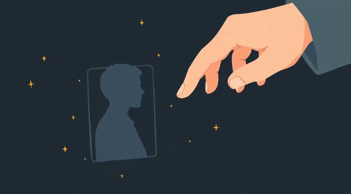 Muž vymazáva digitálny tieň svojho profilu z tmavého skla, symbolizujúci právo byť zabudnutý.