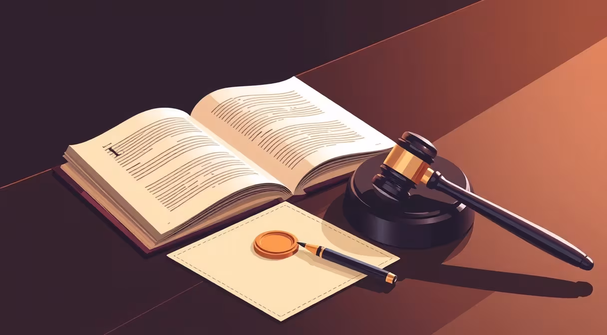 Gavel a otvorená zákonná kniha na stole, novela Obchodného zákonníka.