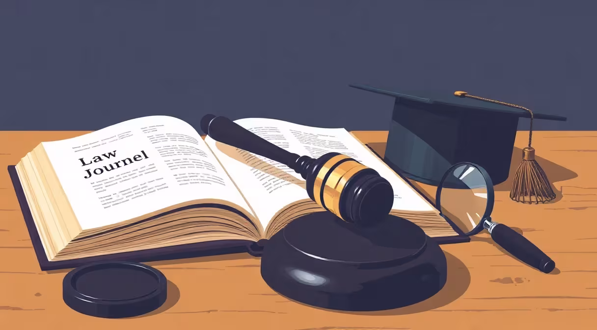 Sudcovské kladivo na knihe s promóciou a lupou symbolizuje novelu zákona o vysokých školách.