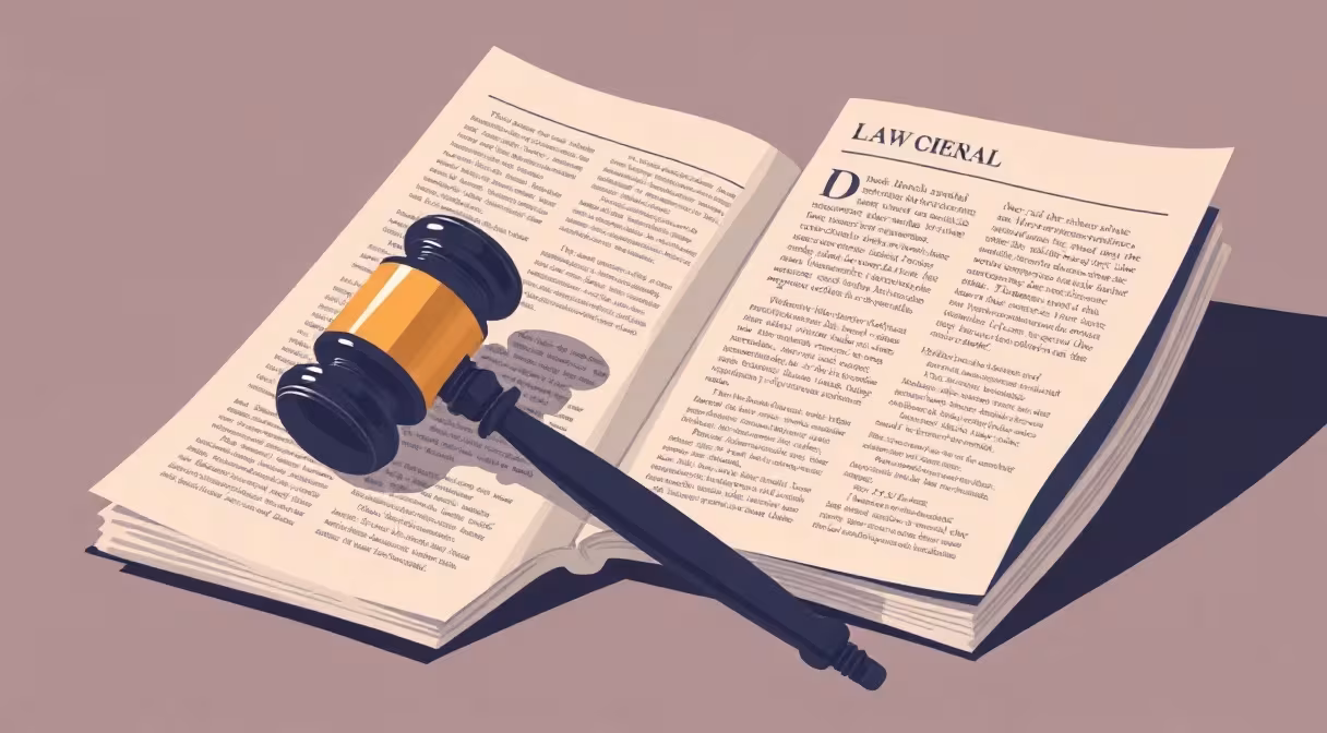 Gavel na otvorenej knihe zákona vedľa novín s prázdnou titulnou stranou, ilustrujúci tlačový zákon.