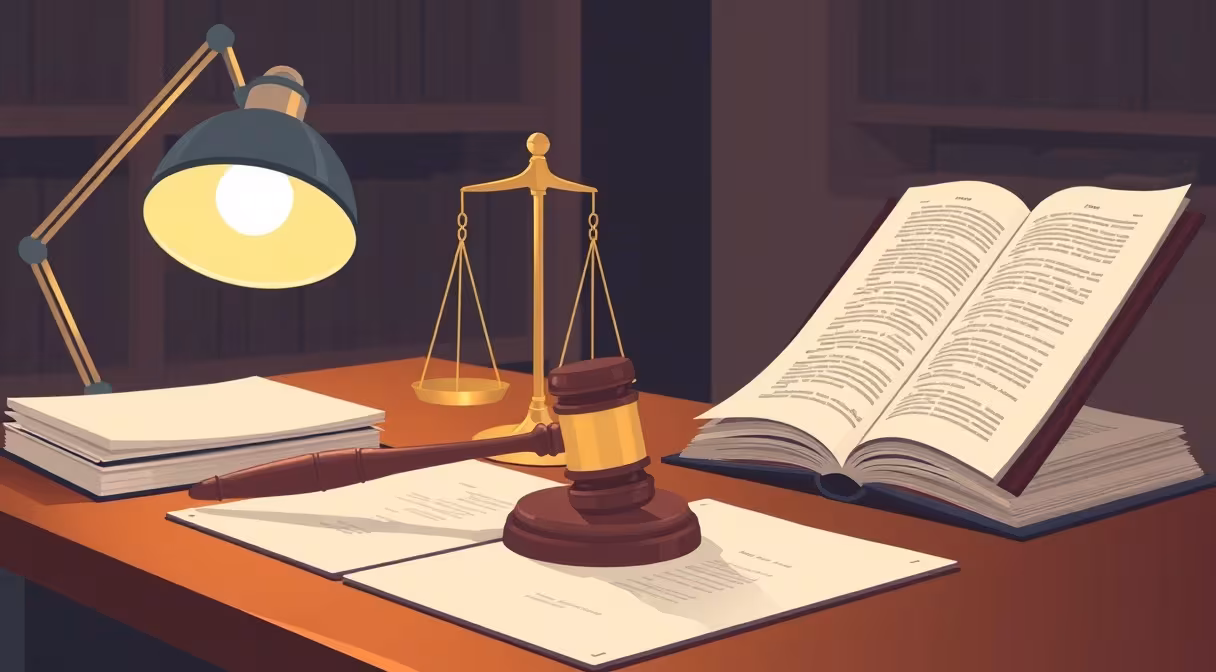 Gavel a váhy na stole so zákonom o cenných papieroch v knižnici