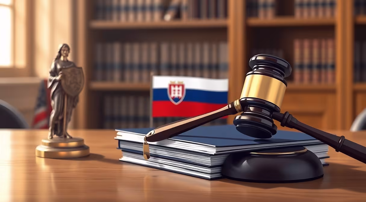 Gavel a dokumenty na stole vedľa sochy ženy so štítom symbolizujúce ochranu finančných spotrebiteľov.