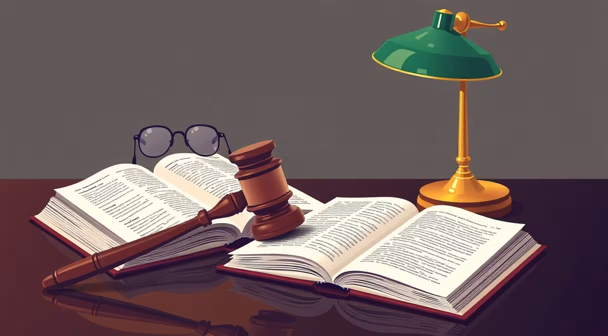 Gavel a knihy práva na stole v advokátskej kancelárii.