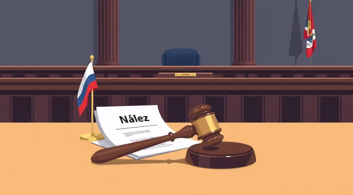 Súdne kladivo na lavici so slovenskou vlajkou v pozadí po rozhodnutí Ústavného súdu.